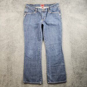 Y2k Boot Cut Flare Leg Jeans Women's 32x30 Low Rise Curvy Fit No Stretch Denim